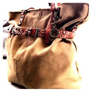 Lucky brand canvas studded hobo bag.